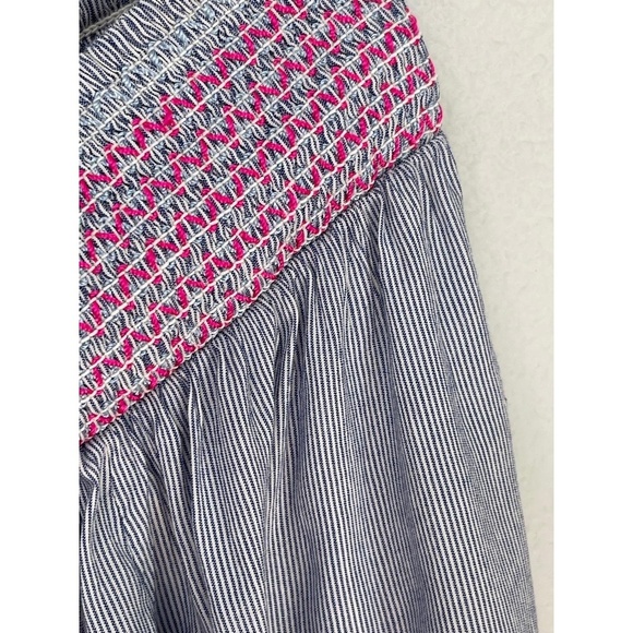 INC Off the Shoulder Blue with Hot Pink Embroidered Smocked Size S Bohemian Chic - Picture 5 of 10